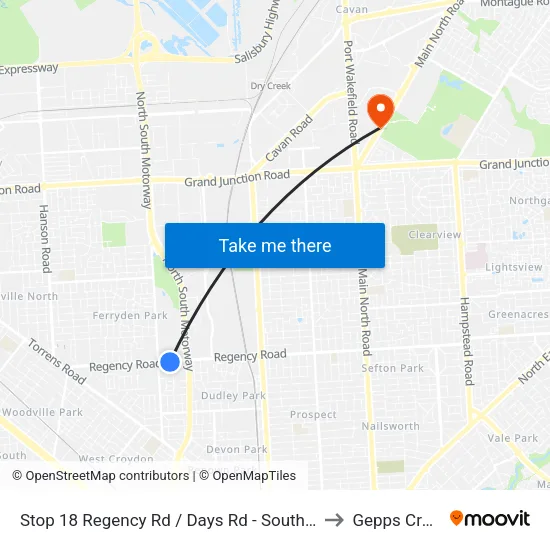 Stop 18 Regency Rd / Days Rd - South side to Gepps Cross map