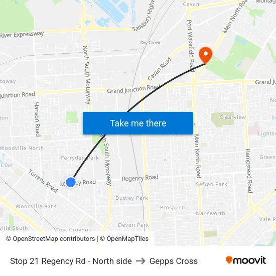 Stop 21 Regency Rd - North side to Gepps Cross map