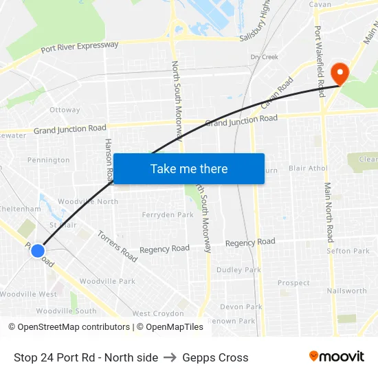 Stop 24 Port Rd - North side to Gepps Cross map