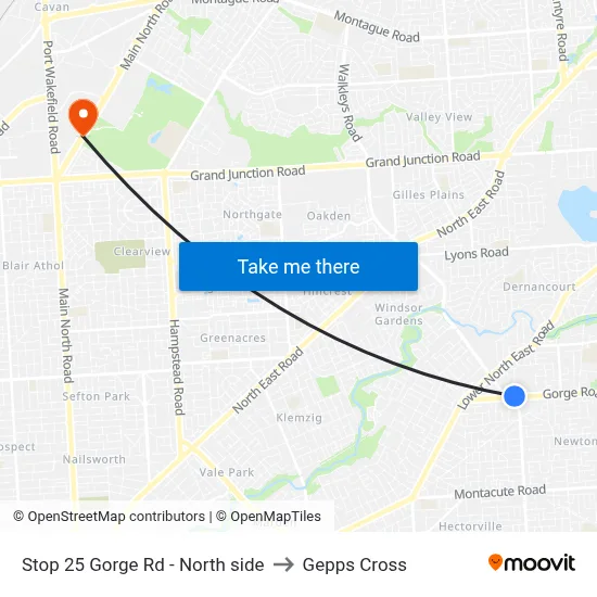 Stop 25 Gorge Rd - North side to Gepps Cross map