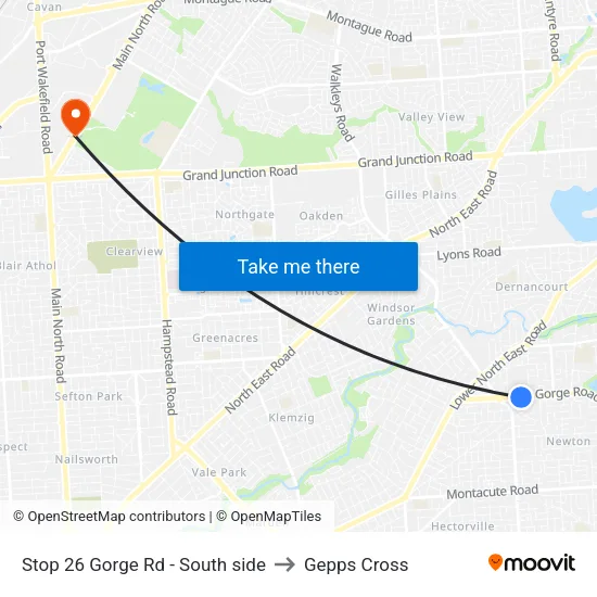 Stop 26 Gorge Rd - South side to Gepps Cross map