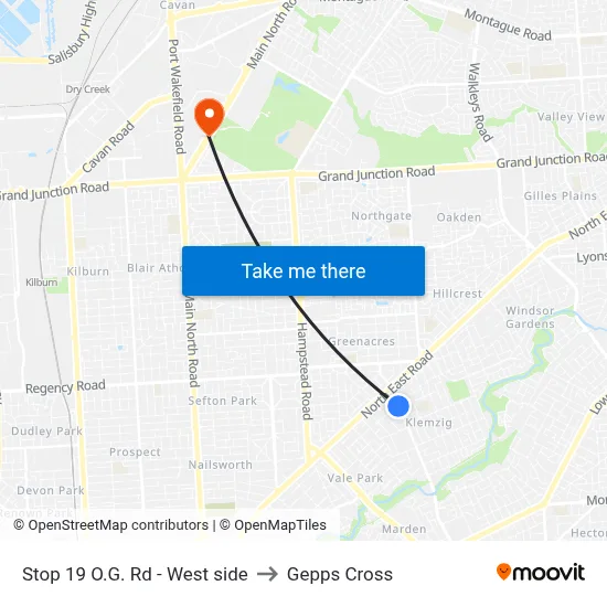 Stop 19 O.G. Rd - West side to Gepps Cross map