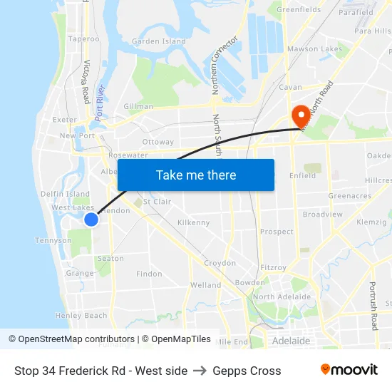 Stop 34 Frederick Rd - West side to Gepps Cross map