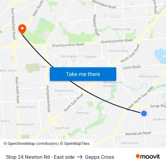 Stop 24 Newton Rd - East side to Gepps Cross map