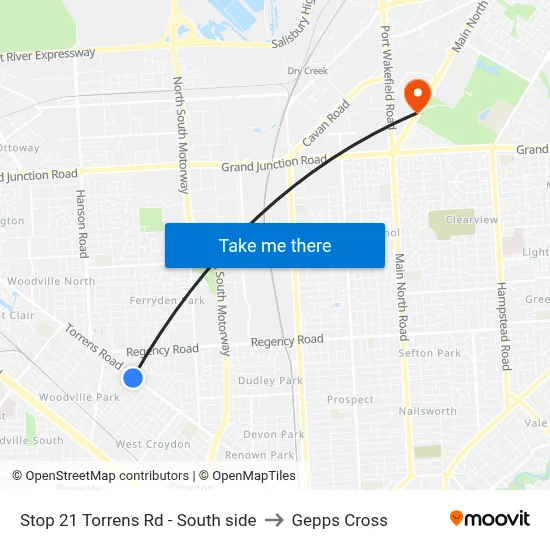 Stop 21 Torrens Rd - South side to Gepps Cross map