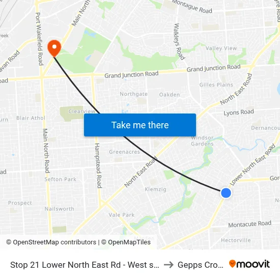 Stop 21 Lower North East Rd - West side to Gepps Cross map