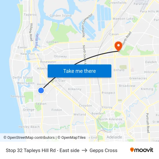 Stop 32 Tapleys Hill Rd - East side to Gepps Cross map