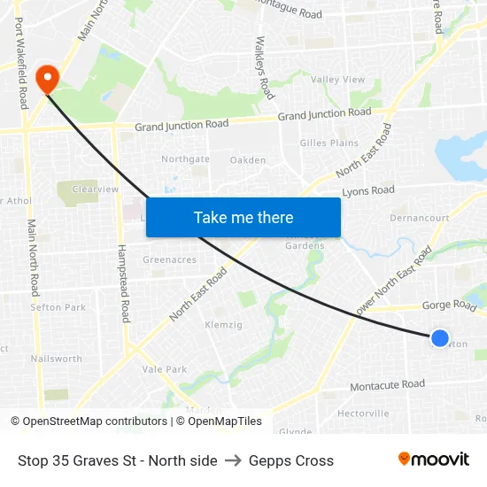Stop 35 Graves St - North side to Gepps Cross map