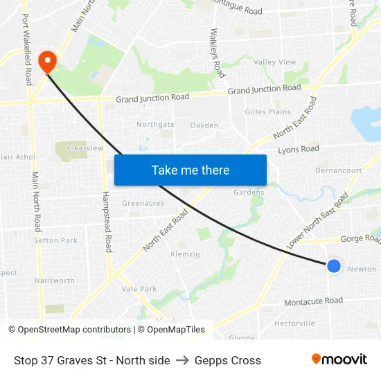 Stop 37 Graves St - North side to Gepps Cross map