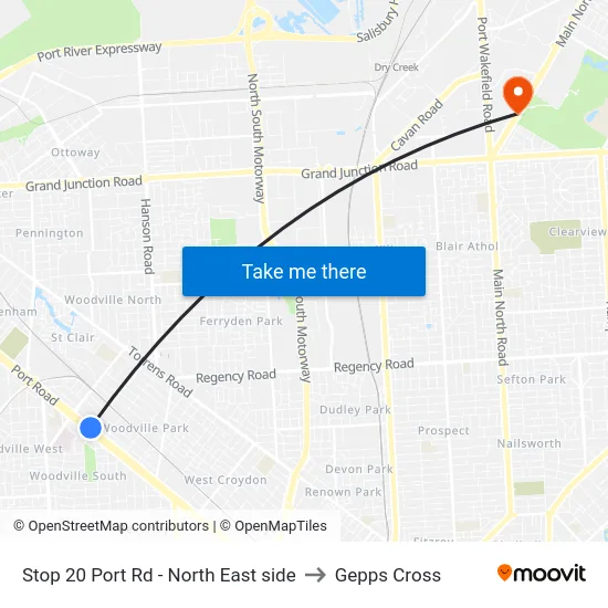 Stop 20 Port Rd - North East side to Gepps Cross map