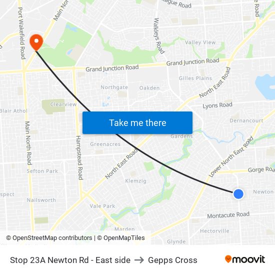 Stop 23A Newton Rd - East side to Gepps Cross map