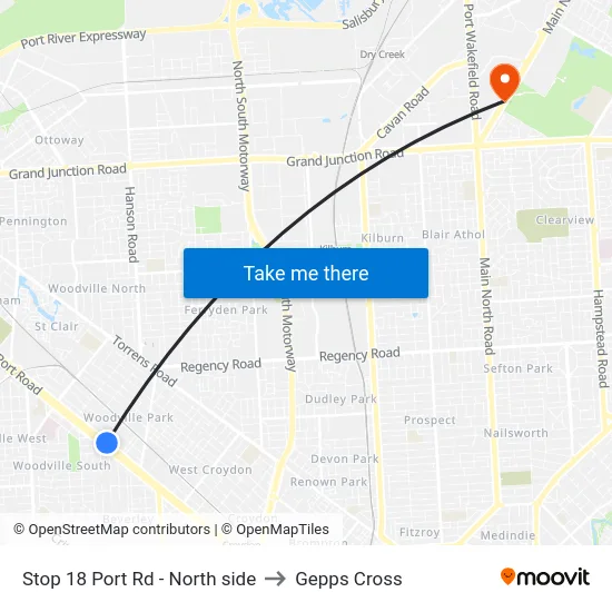 Stop 18 Port Rd - North side to Gepps Cross map
