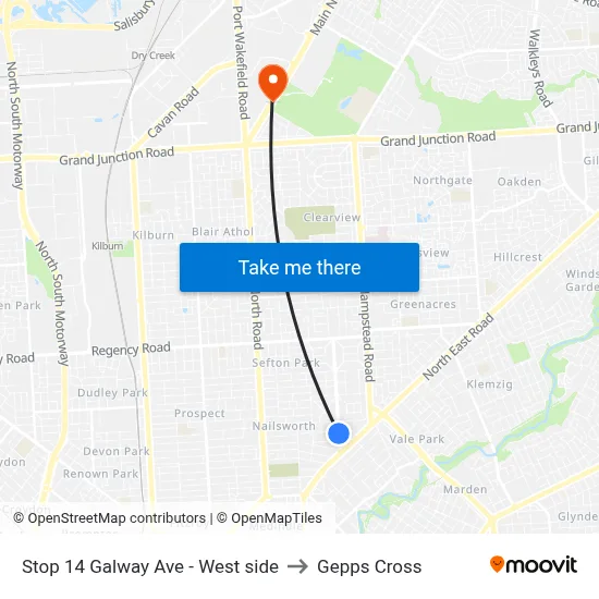 Stop 14 Galway Ave - West side to Gepps Cross map