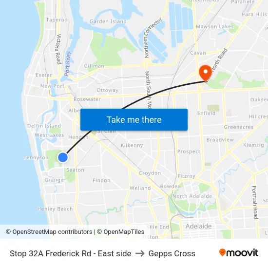 Stop 32A Frederick Rd - East side to Gepps Cross map