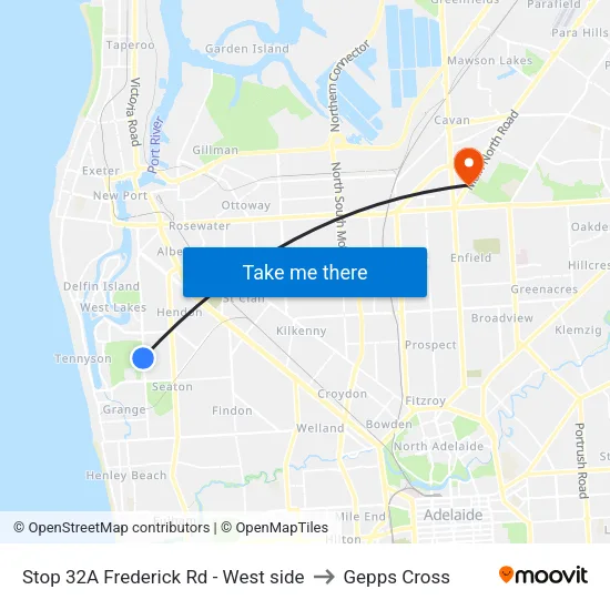 Stop 32A Frederick Rd - West side to Gepps Cross map