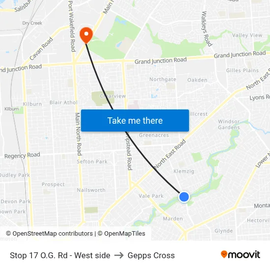 Stop 17 O.G. Rd - West side to Gepps Cross map