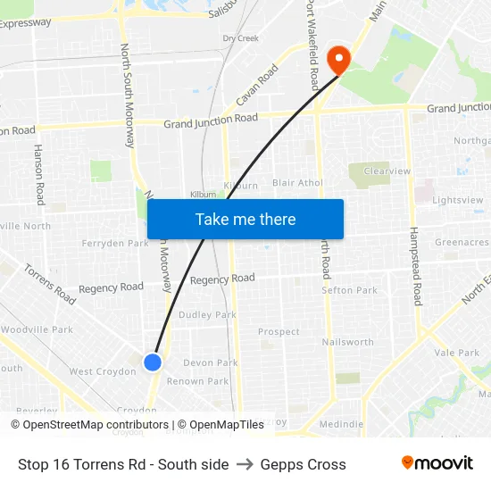 Stop 16 Torrens Rd - South side to Gepps Cross map