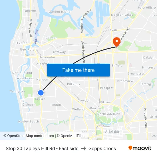 Stop 30 Tapleys Hill Rd - East side to Gepps Cross map