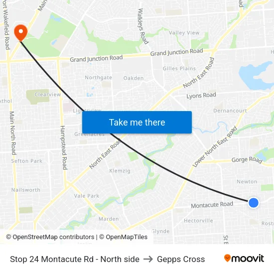 Stop 24 Montacute Rd - North side to Gepps Cross map