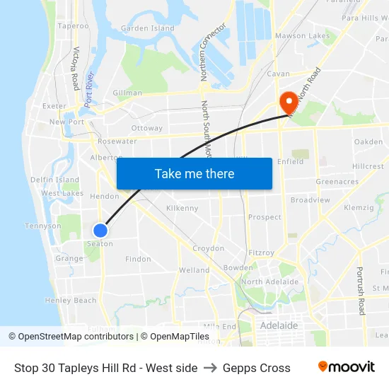 Stop 30 Tapleys Hill Rd - West side to Gepps Cross map