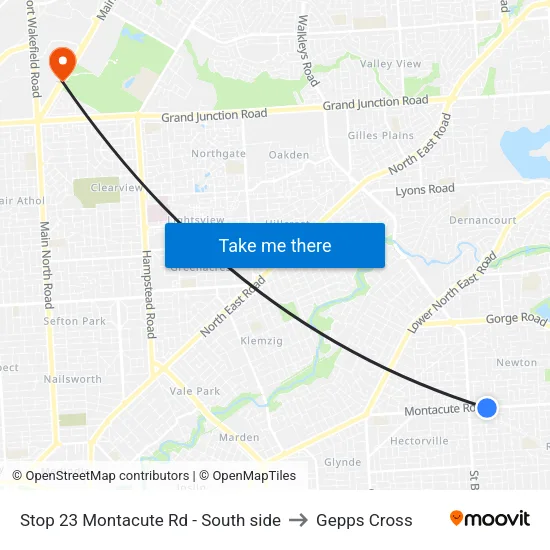 Stop 23 Montacute Rd - South side to Gepps Cross map