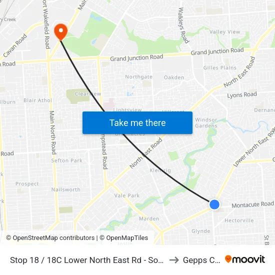 Stop 18 / 18C Lower North East Rd - South East side to Gepps Cross map