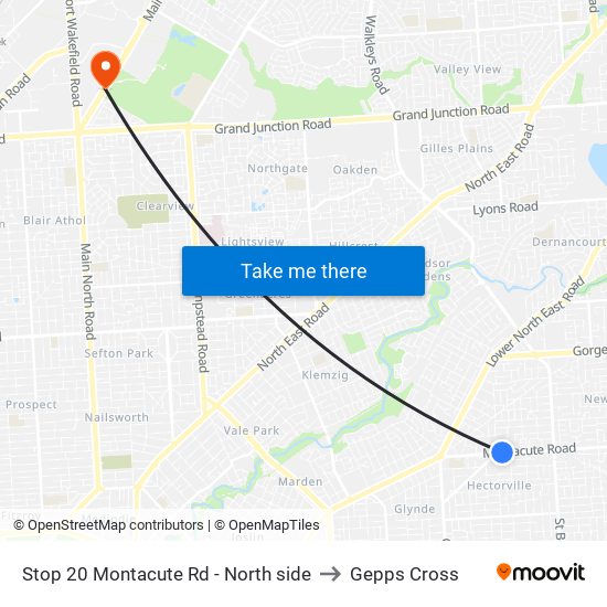 Stop 20 Montacute Rd - North side to Gepps Cross map