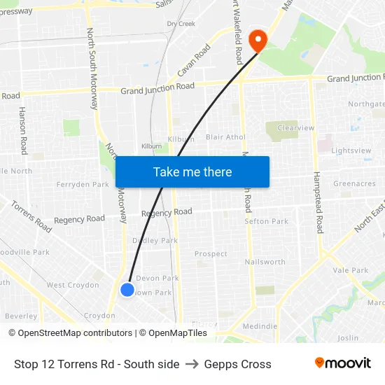 Stop 12 Torrens Rd - South side to Gepps Cross map