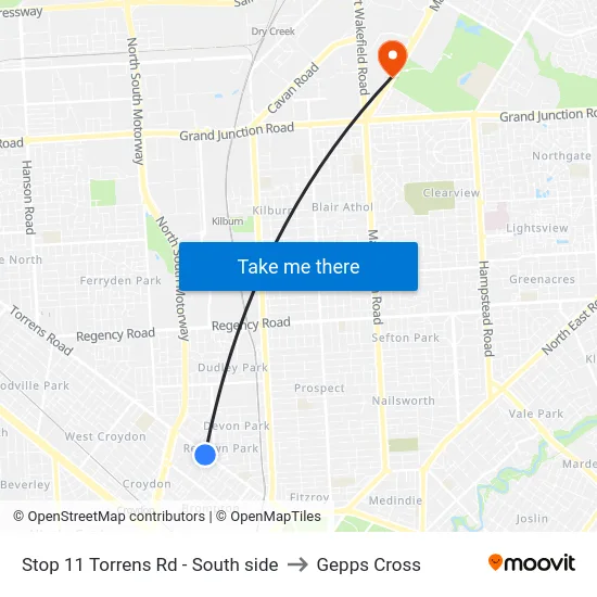 Stop 11 Torrens Rd - South side to Gepps Cross map