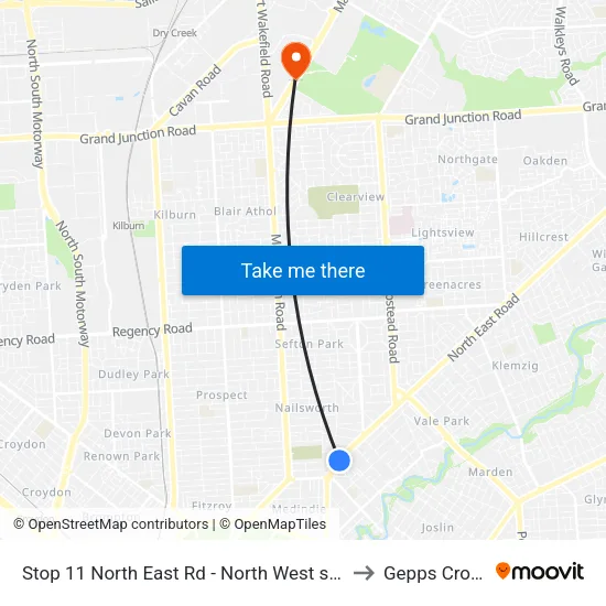 Stop 11 North East Rd - North West side to Gepps Cross map