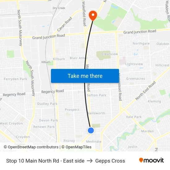 Stop 10 Main North Rd - East side to Gepps Cross map