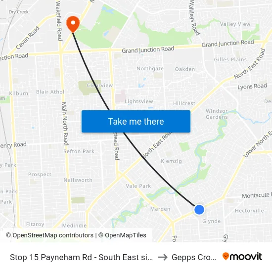 Stop 15 Payneham Rd - South East side to Gepps Cross map