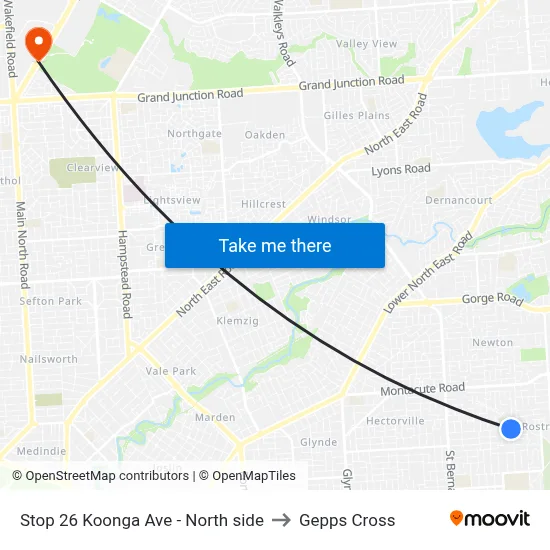 Stop 26 Koonga Ave - North side to Gepps Cross map