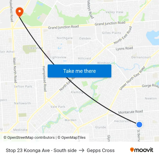 Stop 23 Koonga Ave - South side to Gepps Cross map