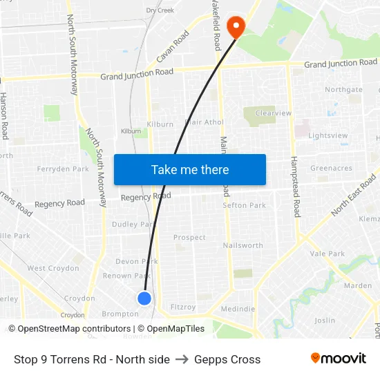 Stop 9 Torrens Rd - North side to Gepps Cross map