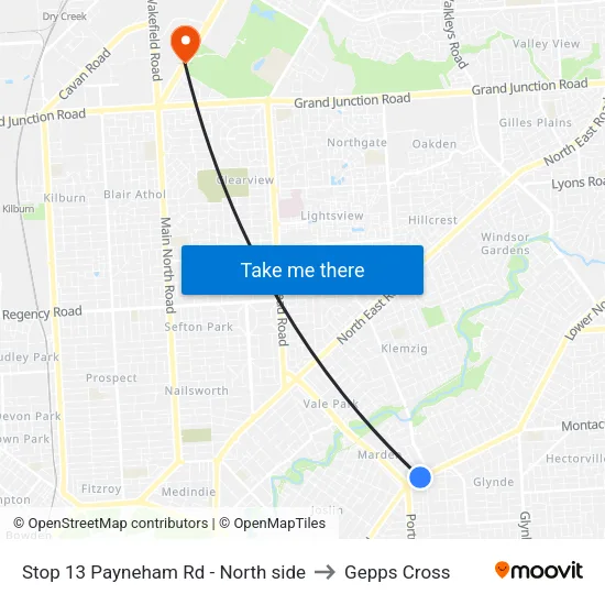 Stop 13 Payneham Rd - North side to Gepps Cross map
