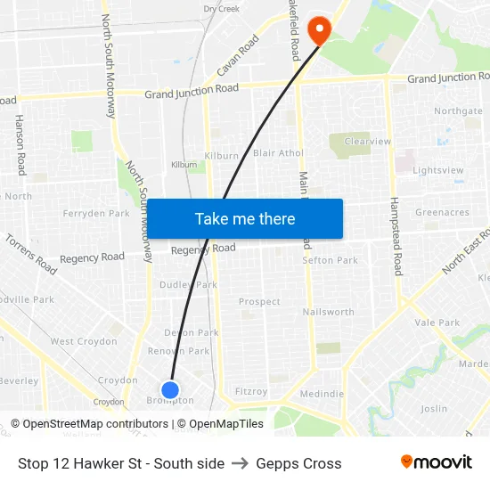 Stop 12 Hawker St - South side to Gepps Cross map