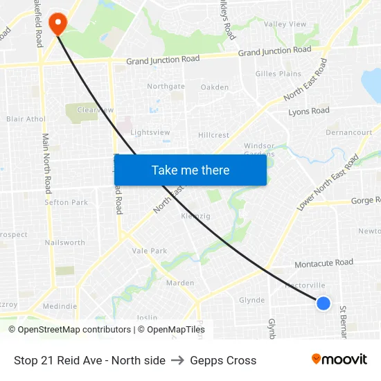 Stop 21 Reid Ave - North side to Gepps Cross map