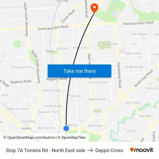 Stop 7A Torrens Rd - North East side to Gepps Cross map
