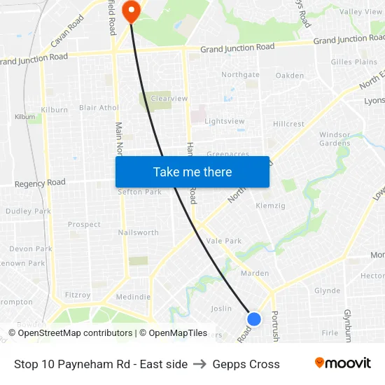 Stop 10 Payneham Rd - East side to Gepps Cross map