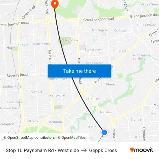 Stop 10 Payneham Rd - West side to Gepps Cross map