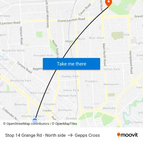 Stop 14 Grange Rd - North side to Gepps Cross map