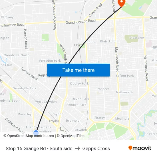 Stop 15 Grange Rd - South side to Gepps Cross map