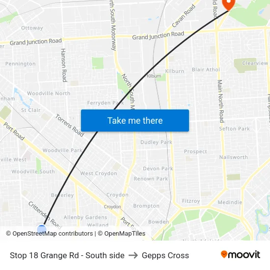 Stop 18 Grange Rd - South side to Gepps Cross map