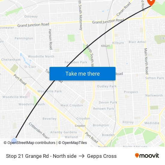 Stop 21 Grange Rd - North side to Gepps Cross map