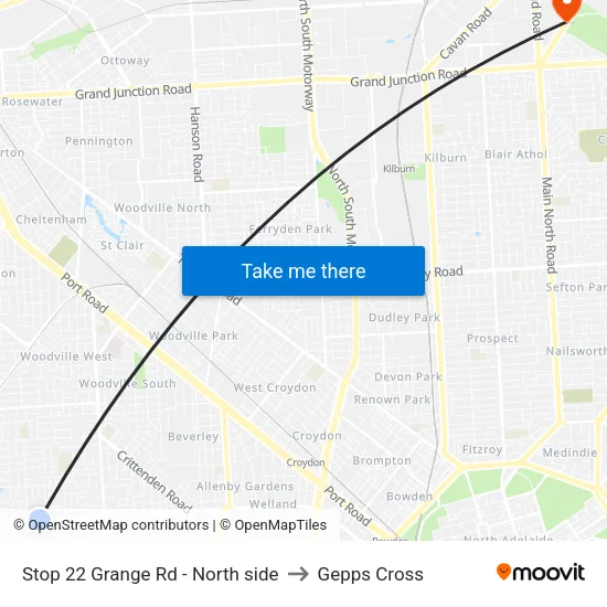 Stop 22 Grange Rd - North side to Gepps Cross map