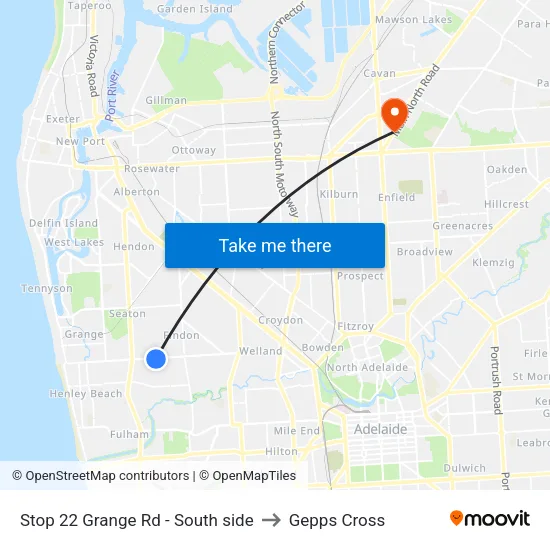 Stop 22 Grange Rd - South side to Gepps Cross map