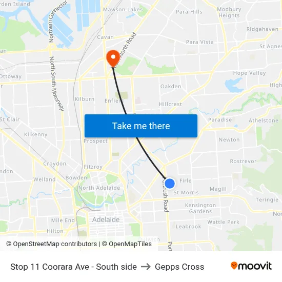 Stop 11 Coorara Ave - South side to Gepps Cross map