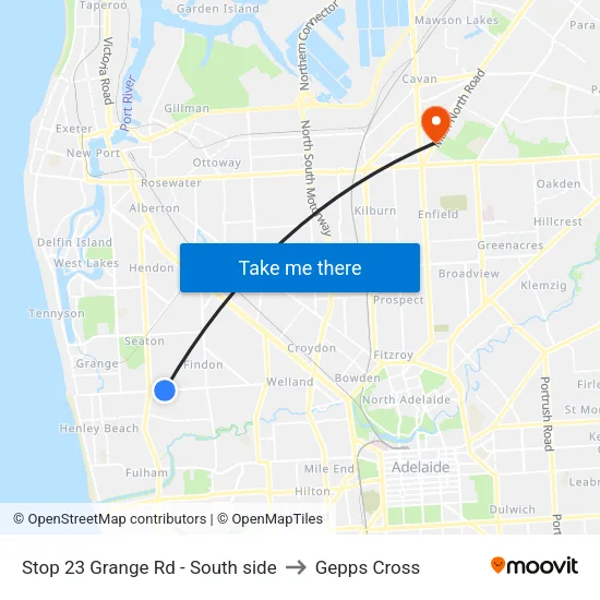 Stop 23 Grange Rd - South side to Gepps Cross map