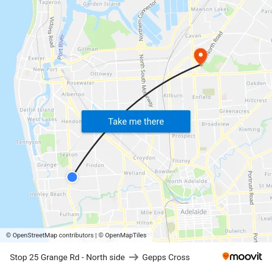 Stop 25 Grange Rd - North side to Gepps Cross map